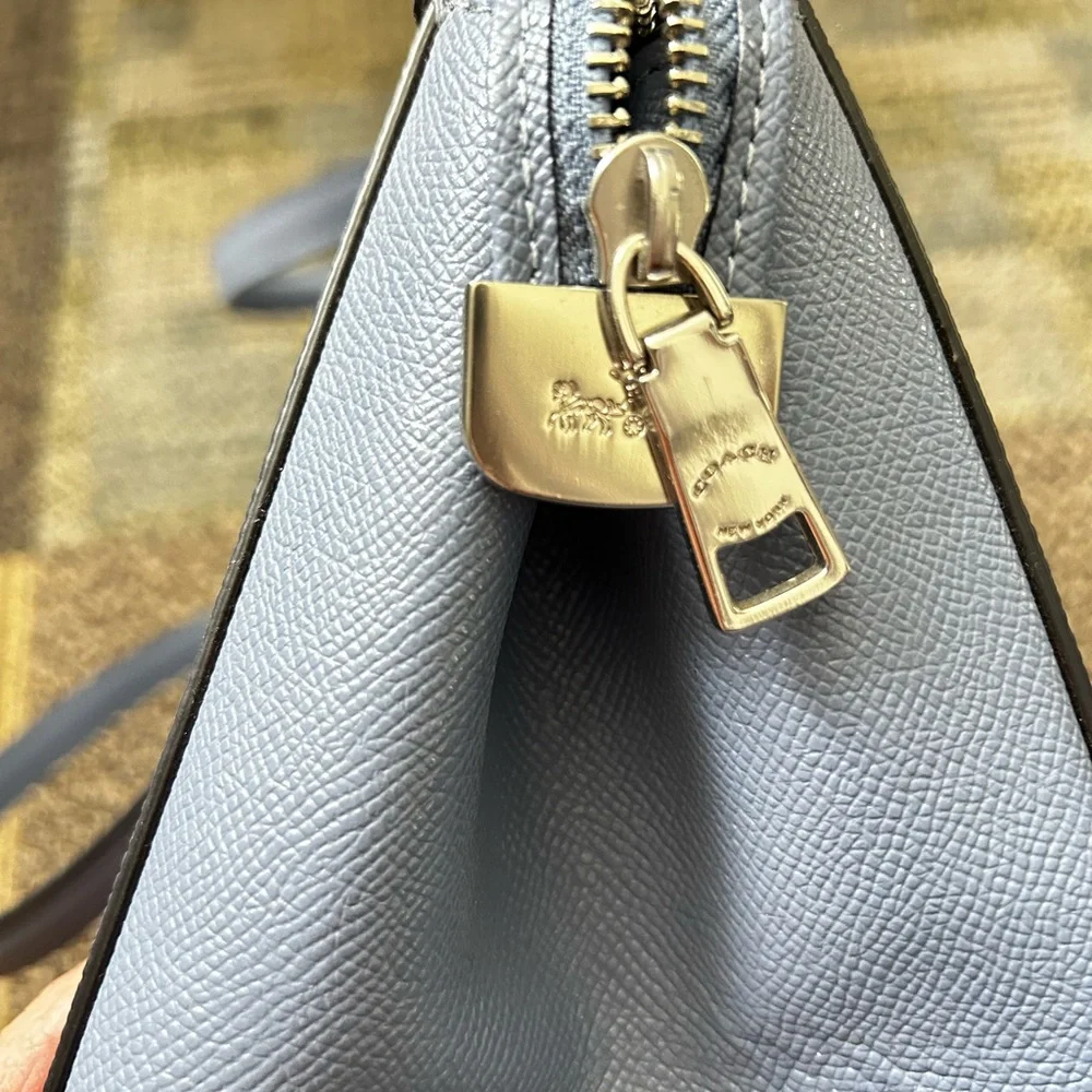 Slate Blue Coach Bag with Gold Accents - Picture 7 of 10